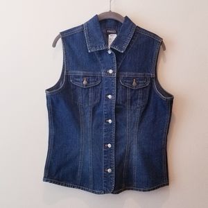 Chico's Sleeveless Denim Button Down Fitted Vest